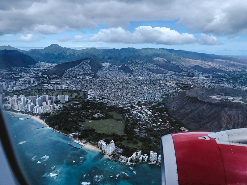 Vista aérea de Waikiki y Diamond Head