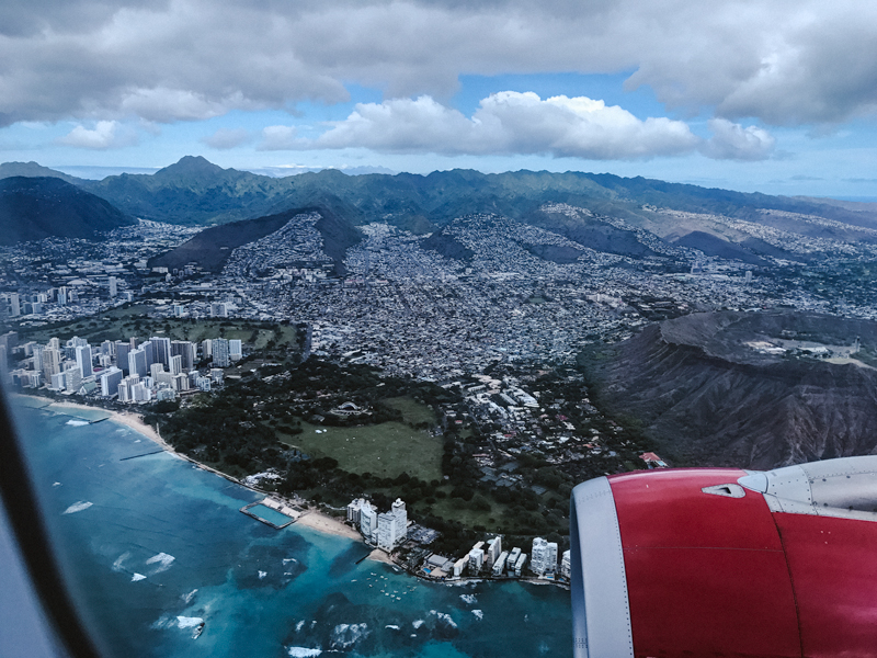 Vista aérea de Waikiki y Diamond Head